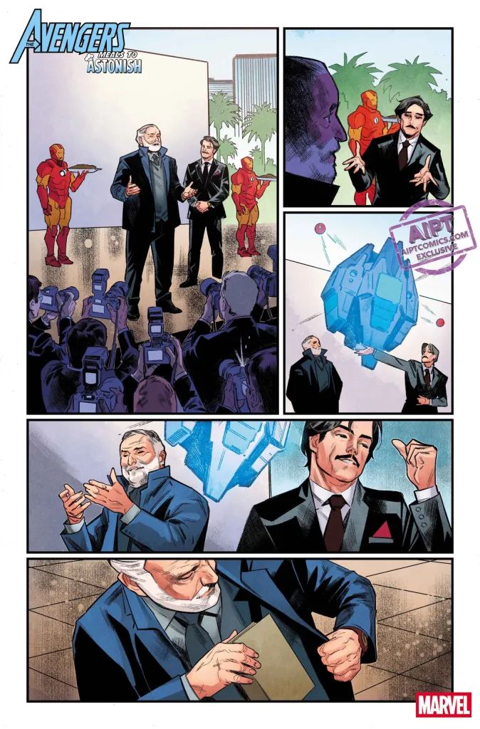Tony Stark presents a hologram in Meals to Astonish Avengers #1