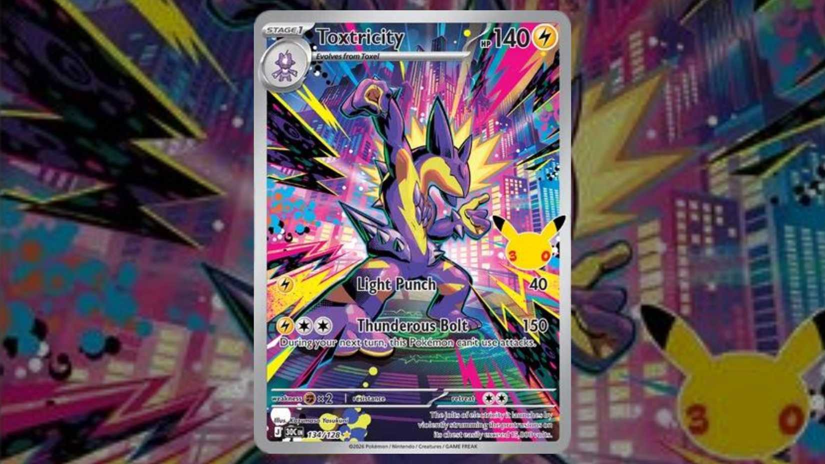 Toxtricity card 134 for Pokemon TCG 30th Celebration set