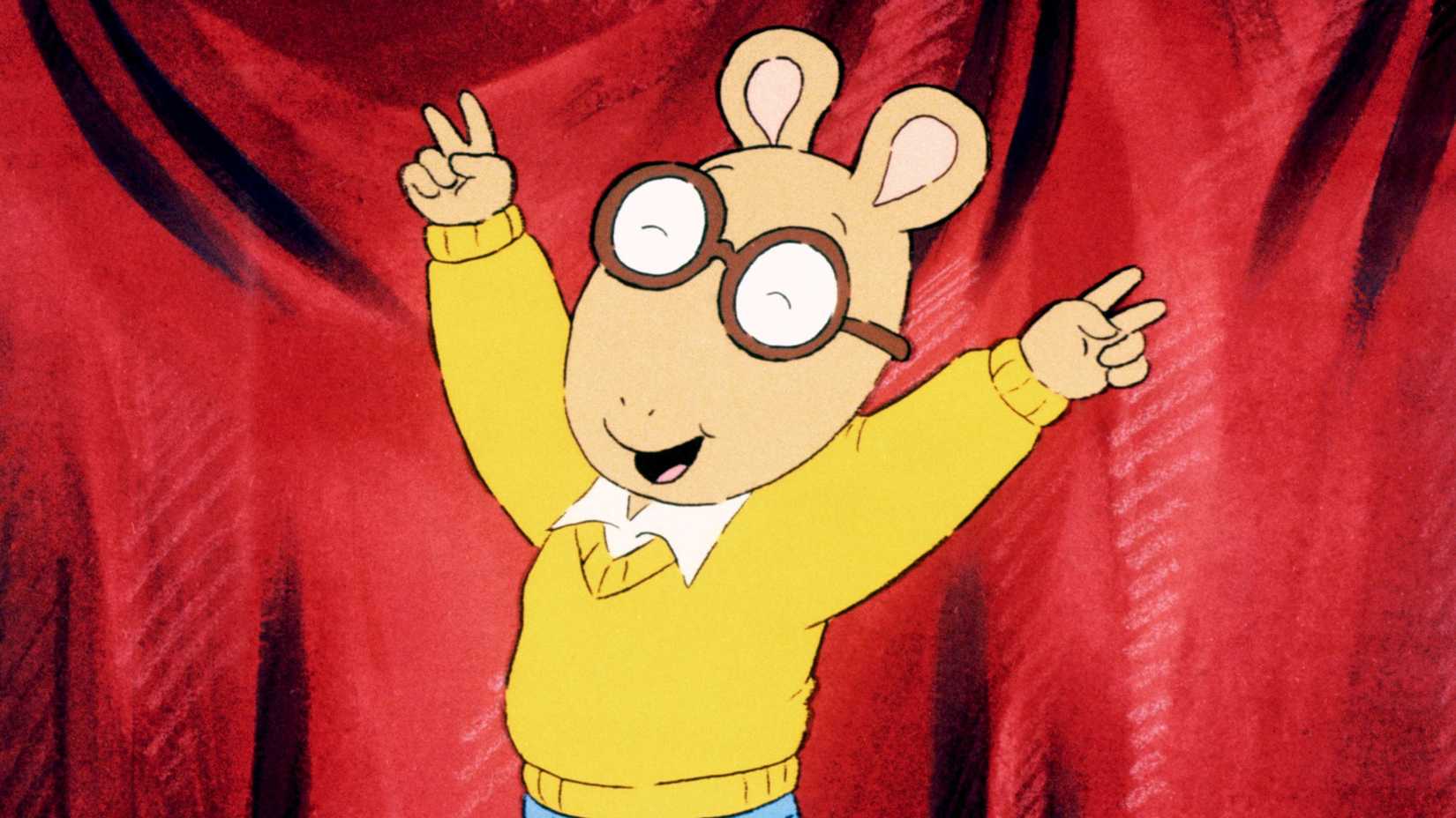 Arthur flashing the "peace" signs in Arthur.