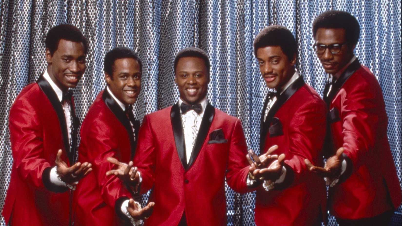 The Temptations performing in The Temptations biopic miniseries.