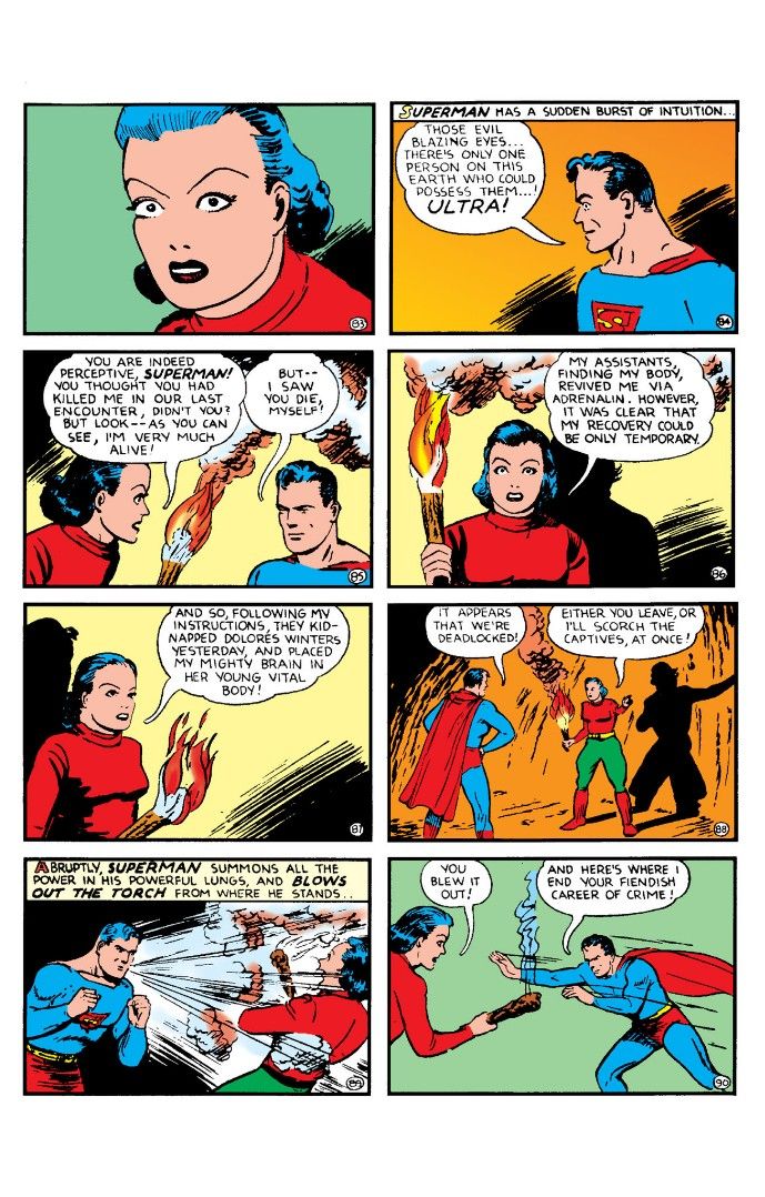 Superman realizes that Dolores Winters is the Ultra-Humanite.