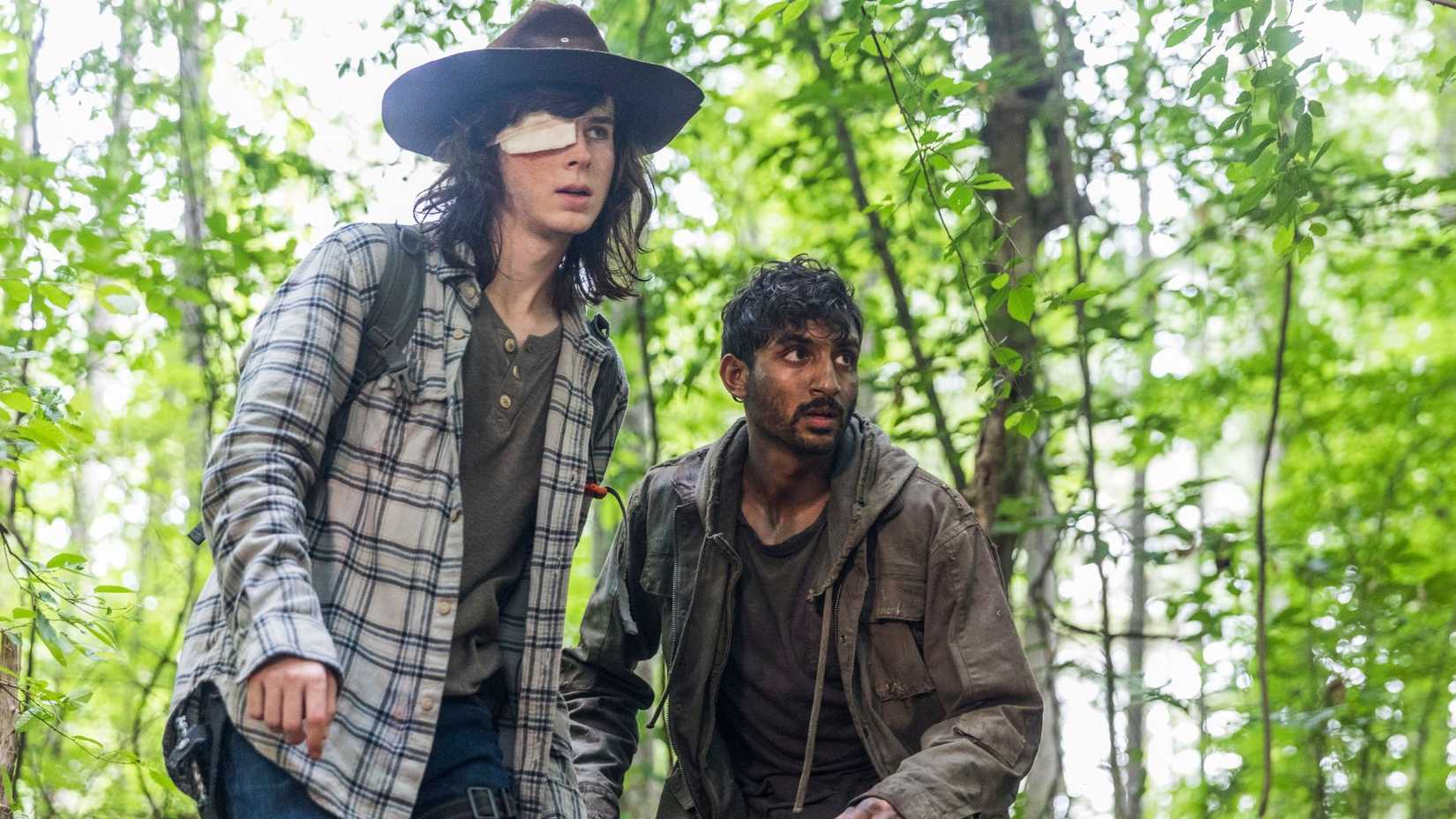 Chandler Riggs and Avi Nash in season 8, episode 6 of The Walking Dead