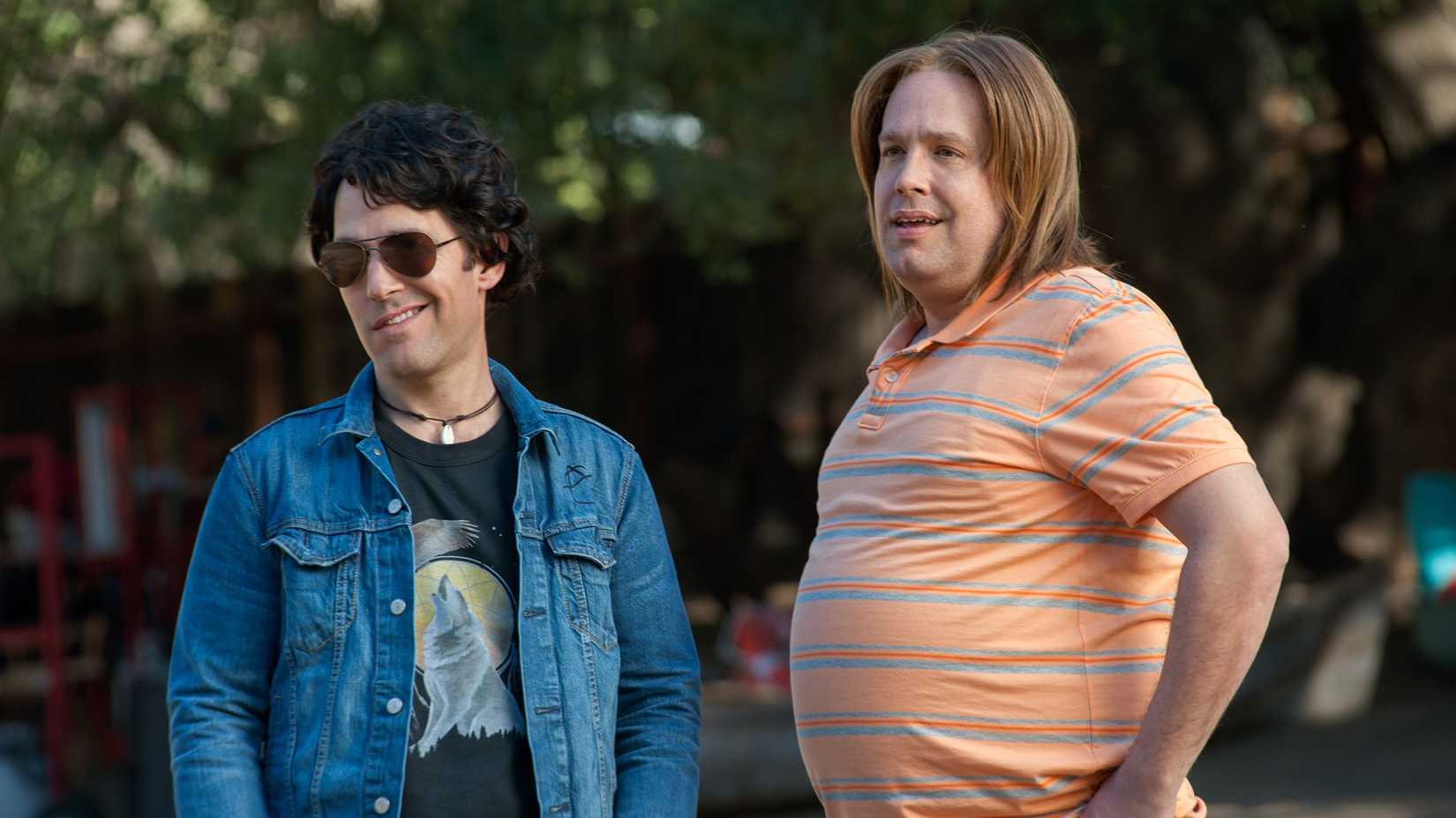 Andy (Paul Rudd) and J.J. (Zak Orth) looking at someone in Wet Hot American Summer: First Day of Camp.
