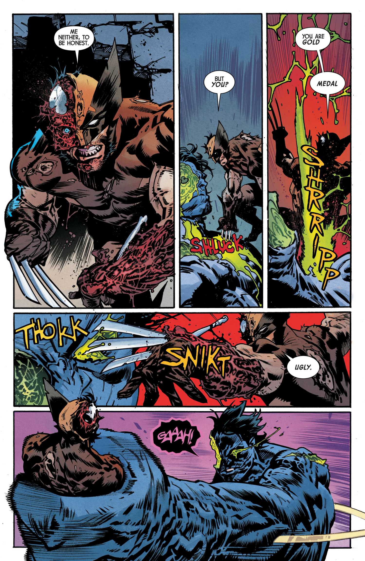 Wolverine and the Infernal Hulk fight brutally