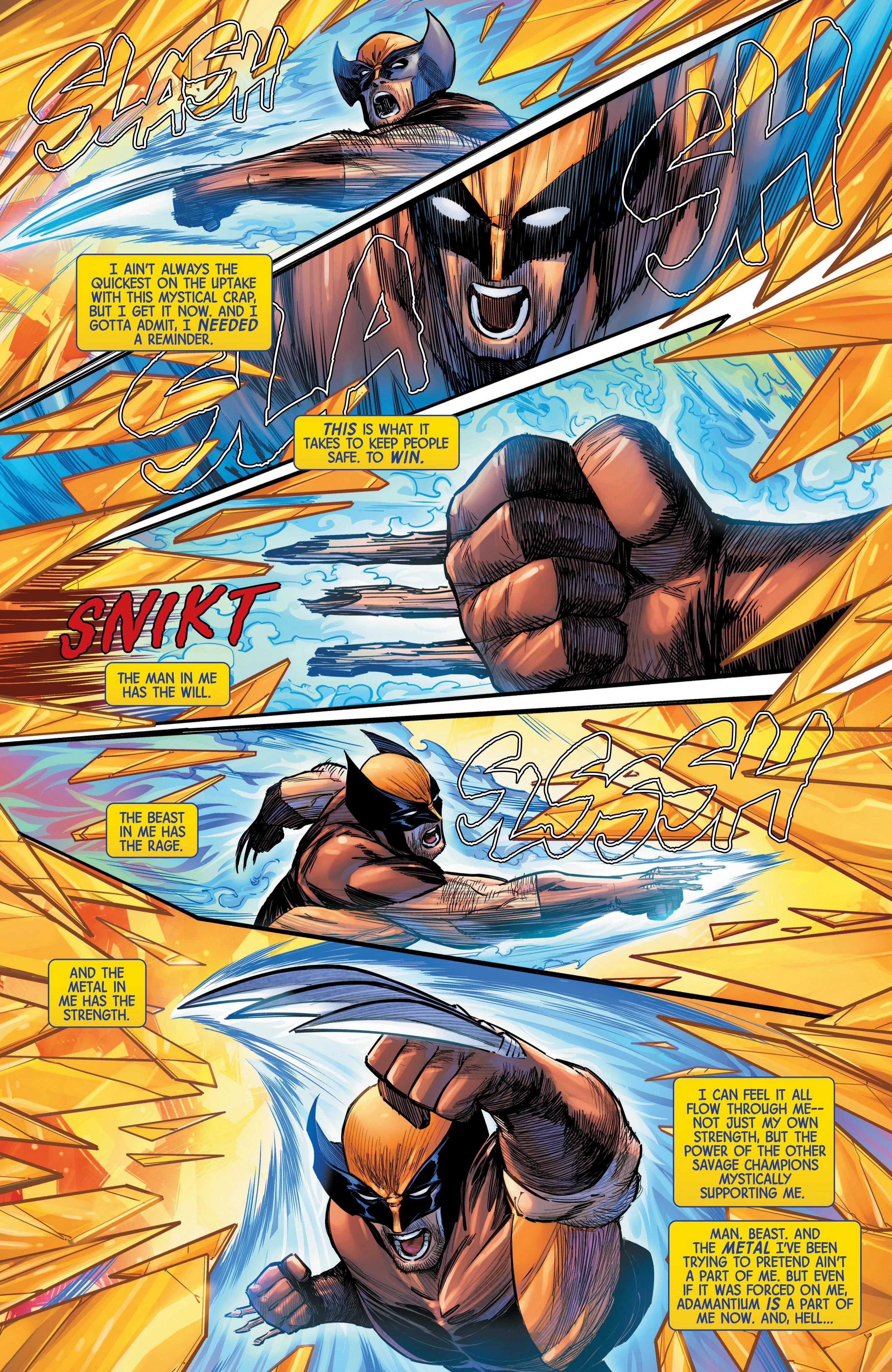 Wolverine fights Adamantine from the inside