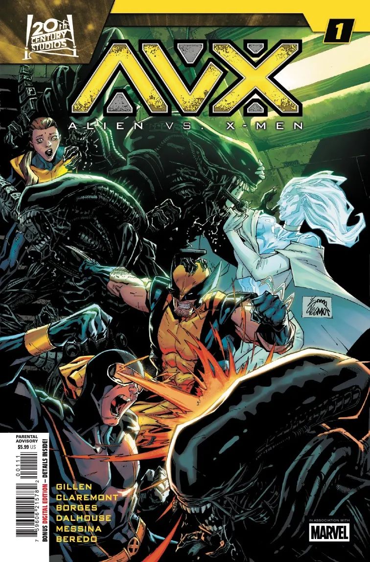 Wolverine fights the Xenomorphs in Alien vs X-Men #1 cover