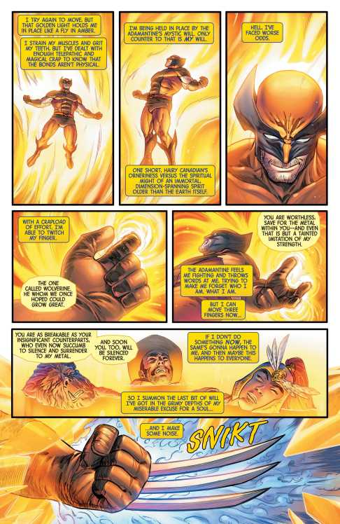 Wolverine is suspended in Adamantine