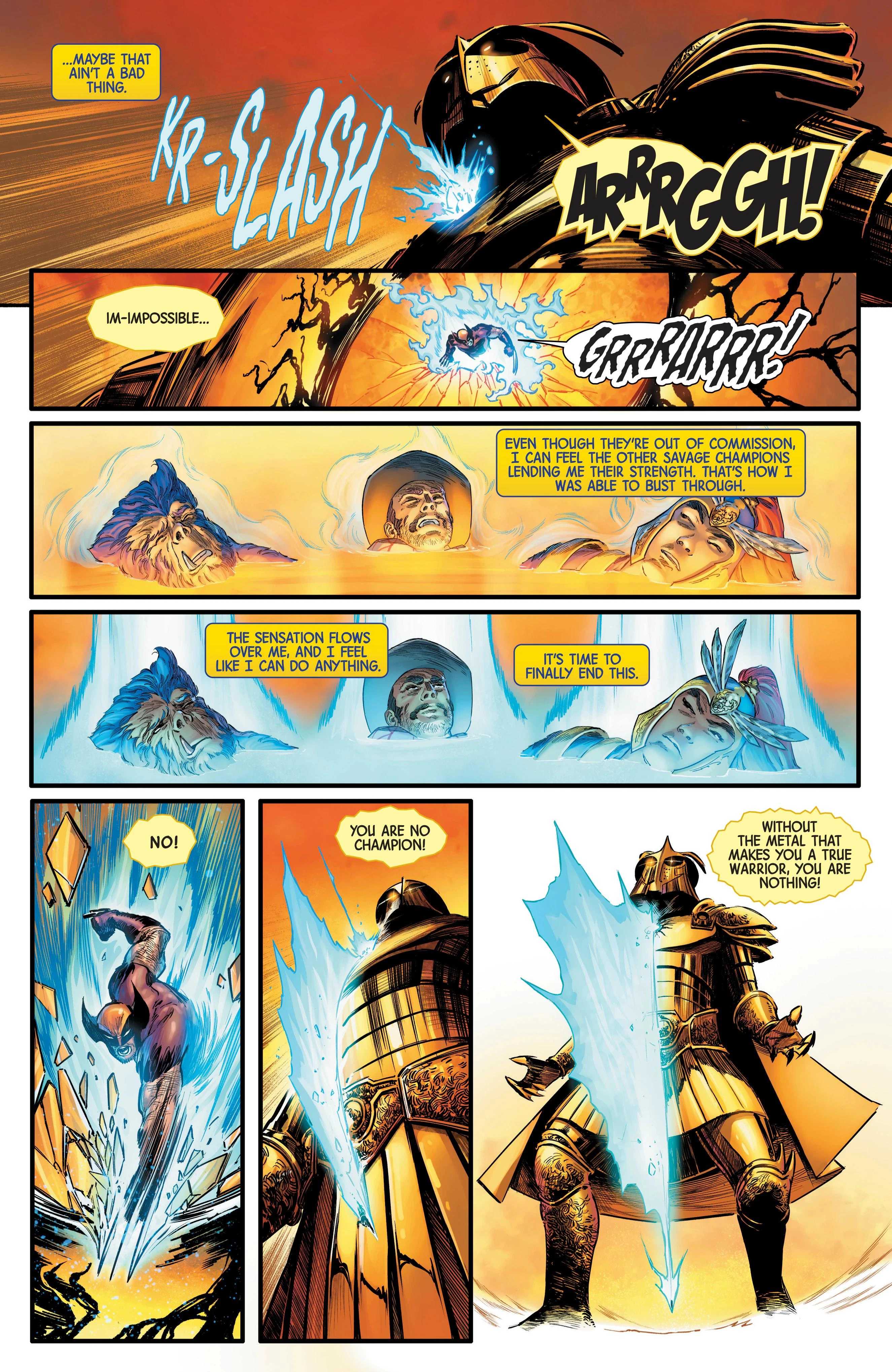 Wolverine slices Adamantine in half