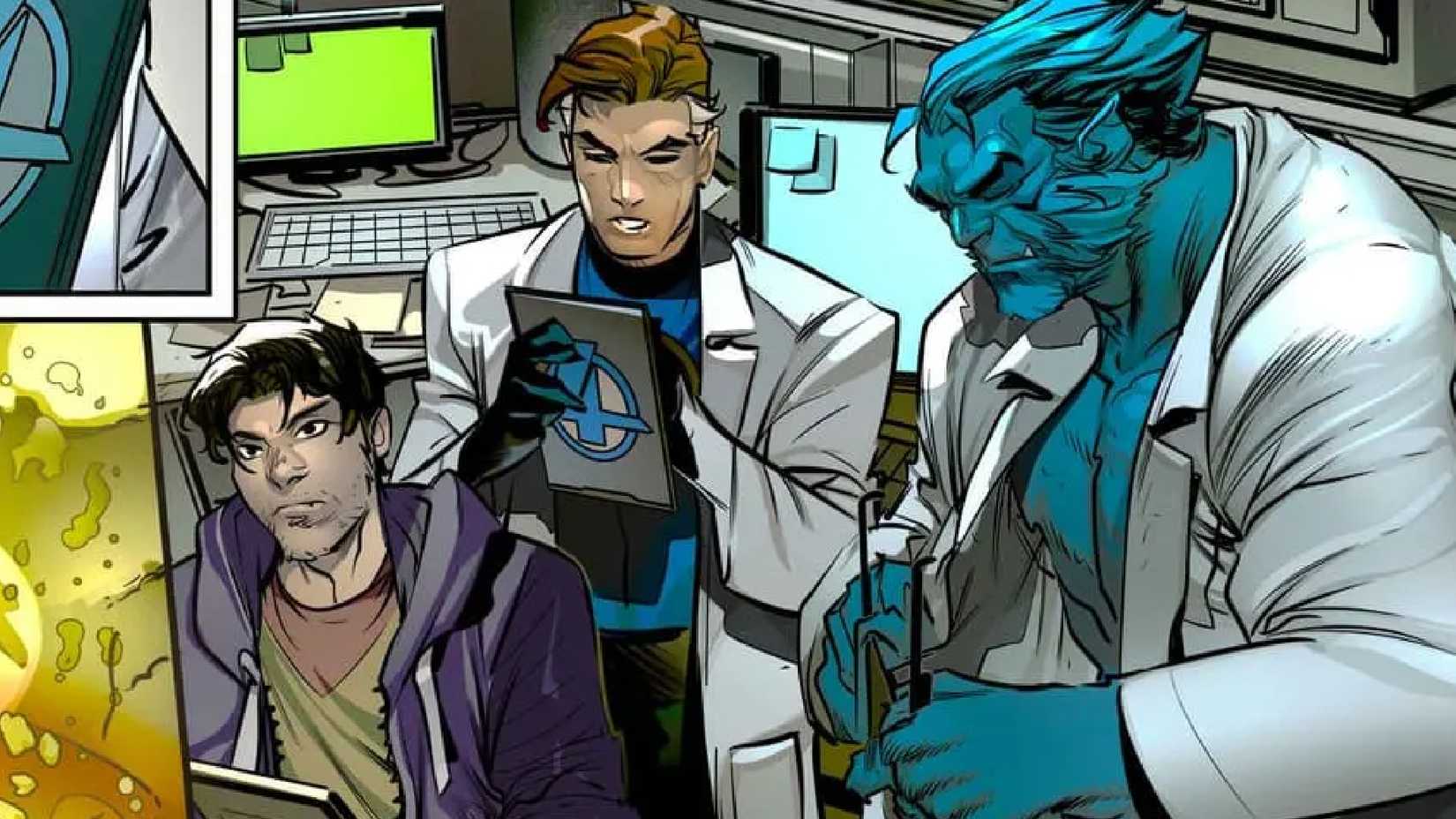 x-men's beast and fantastic four's reed richards science team