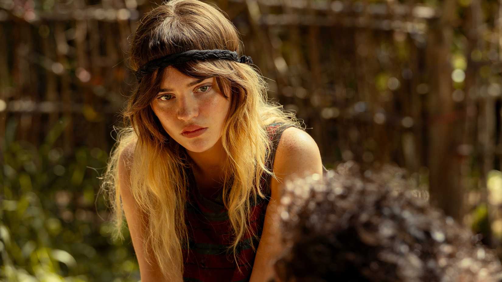 Still of Sophie Thatcher as Natalie Scattorcio in Yellowjackets.