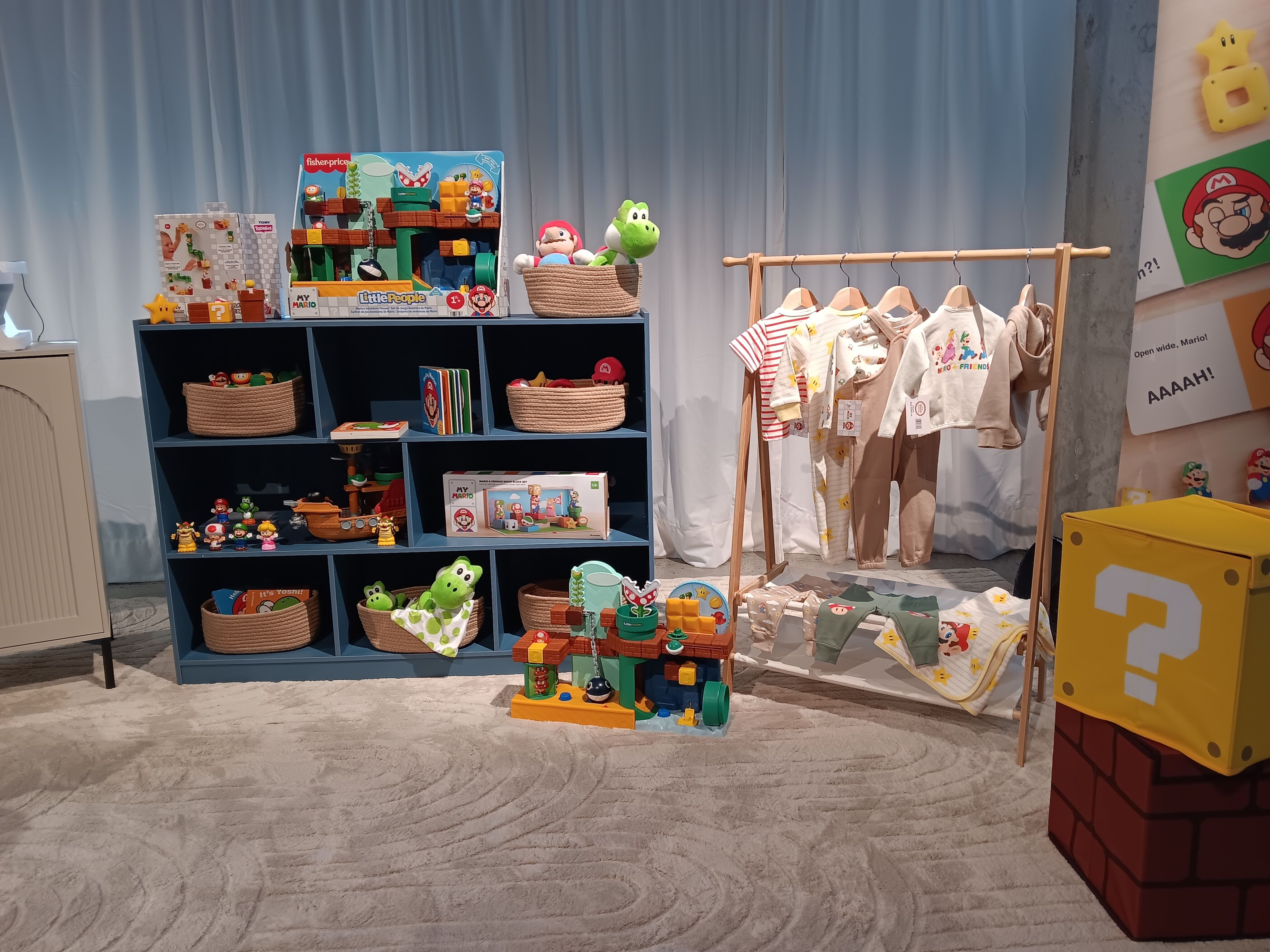 Super Mario baby clothes and toys from the Nintendo 2026 holiday showcase