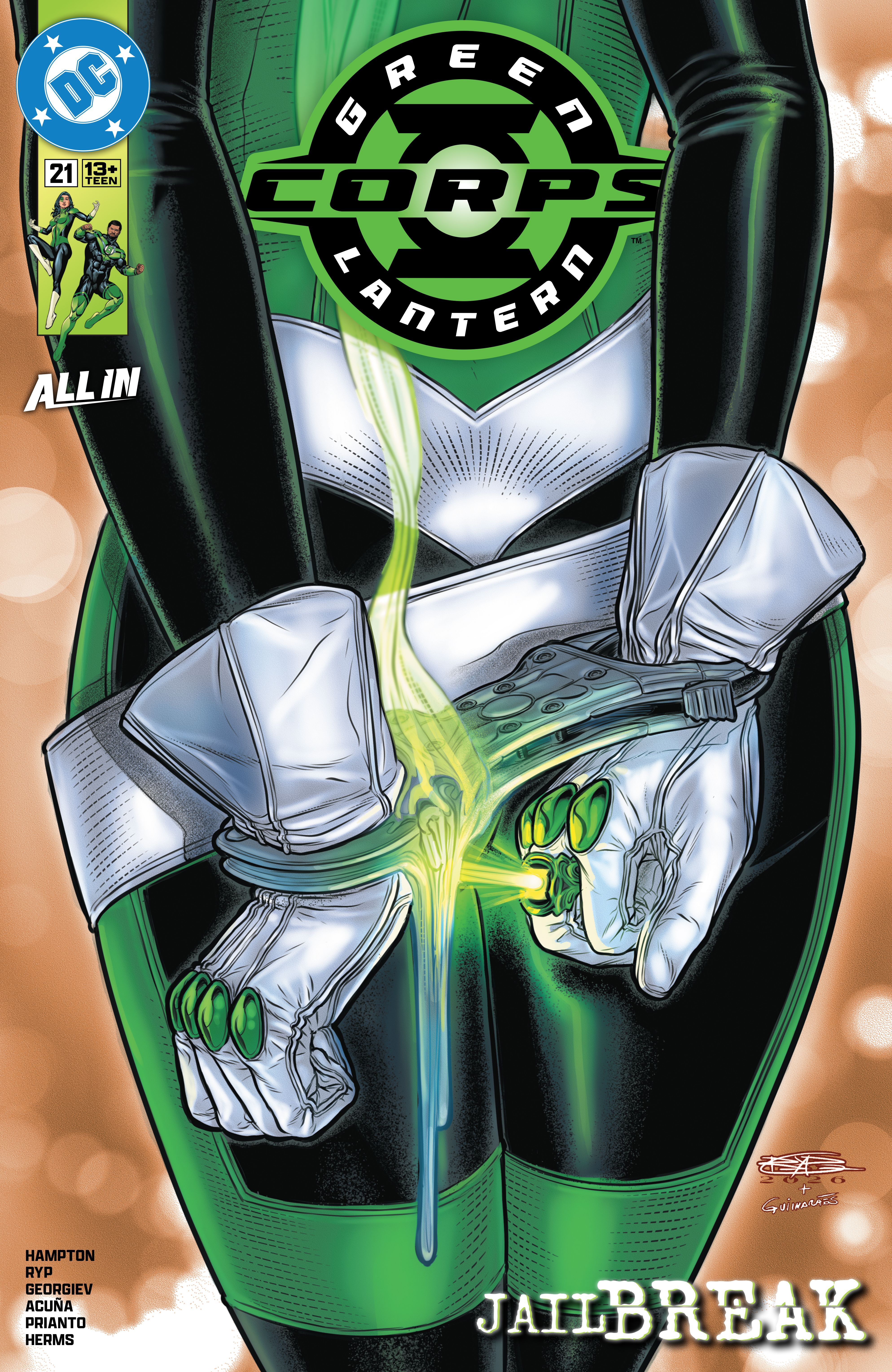 A female Green Lantern breaks free with her power ring in Green Lantern Corps #21