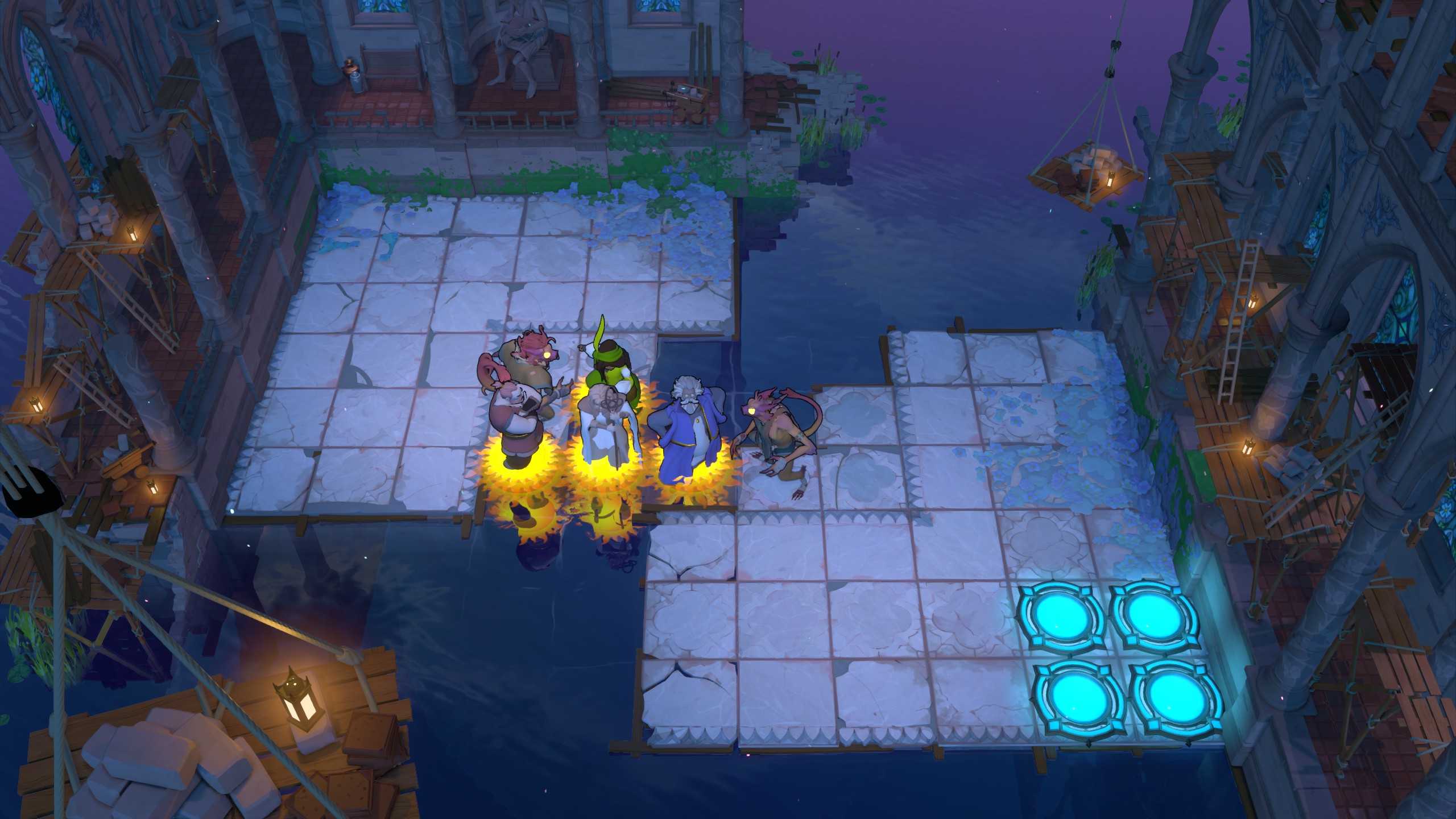 A team of four heroes are invulnerable to two goblins in Order of the Sinking Star