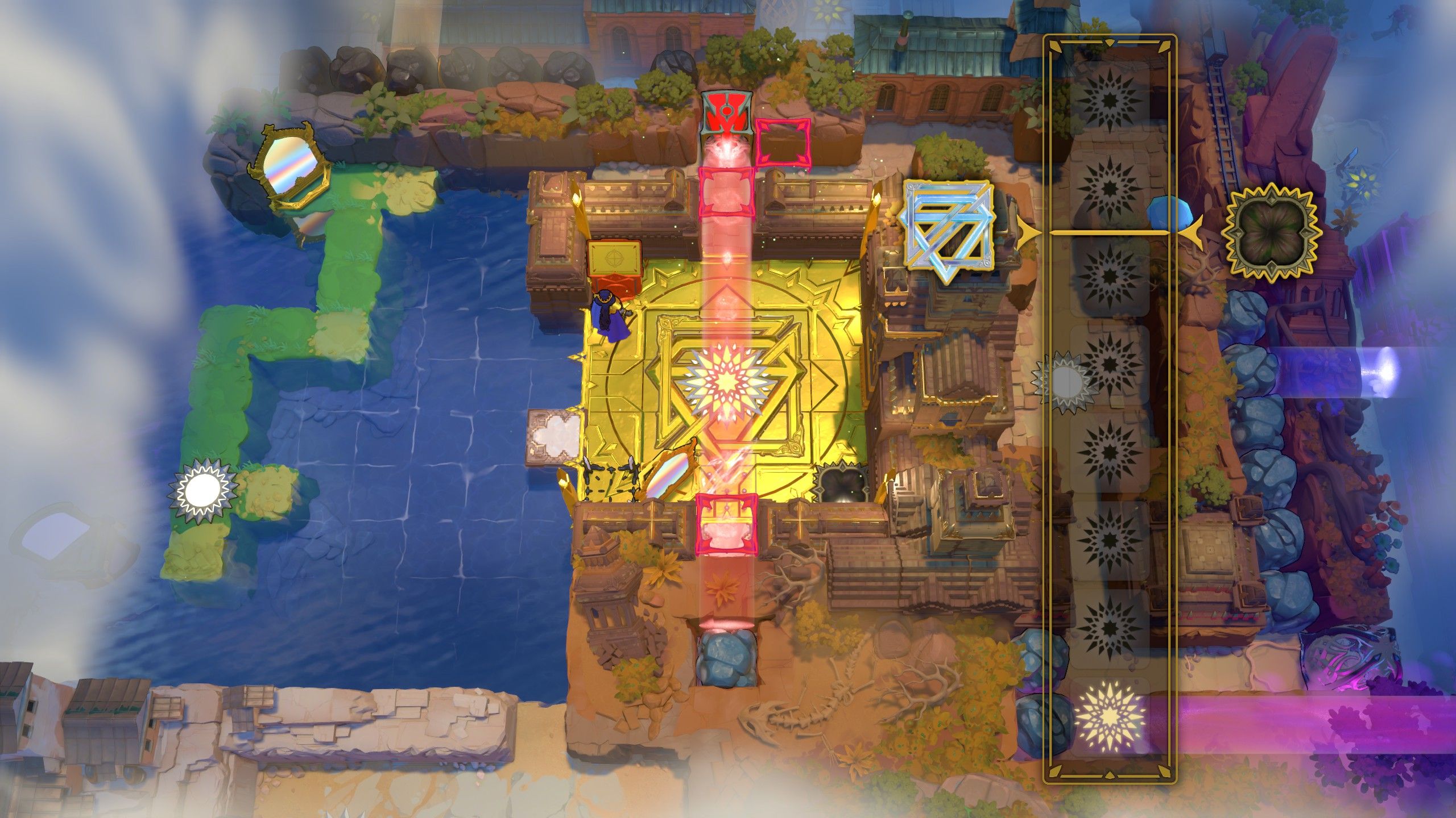 A view of the a special star collection in a gold-floored room in the overworld of Order of the Sinking Star