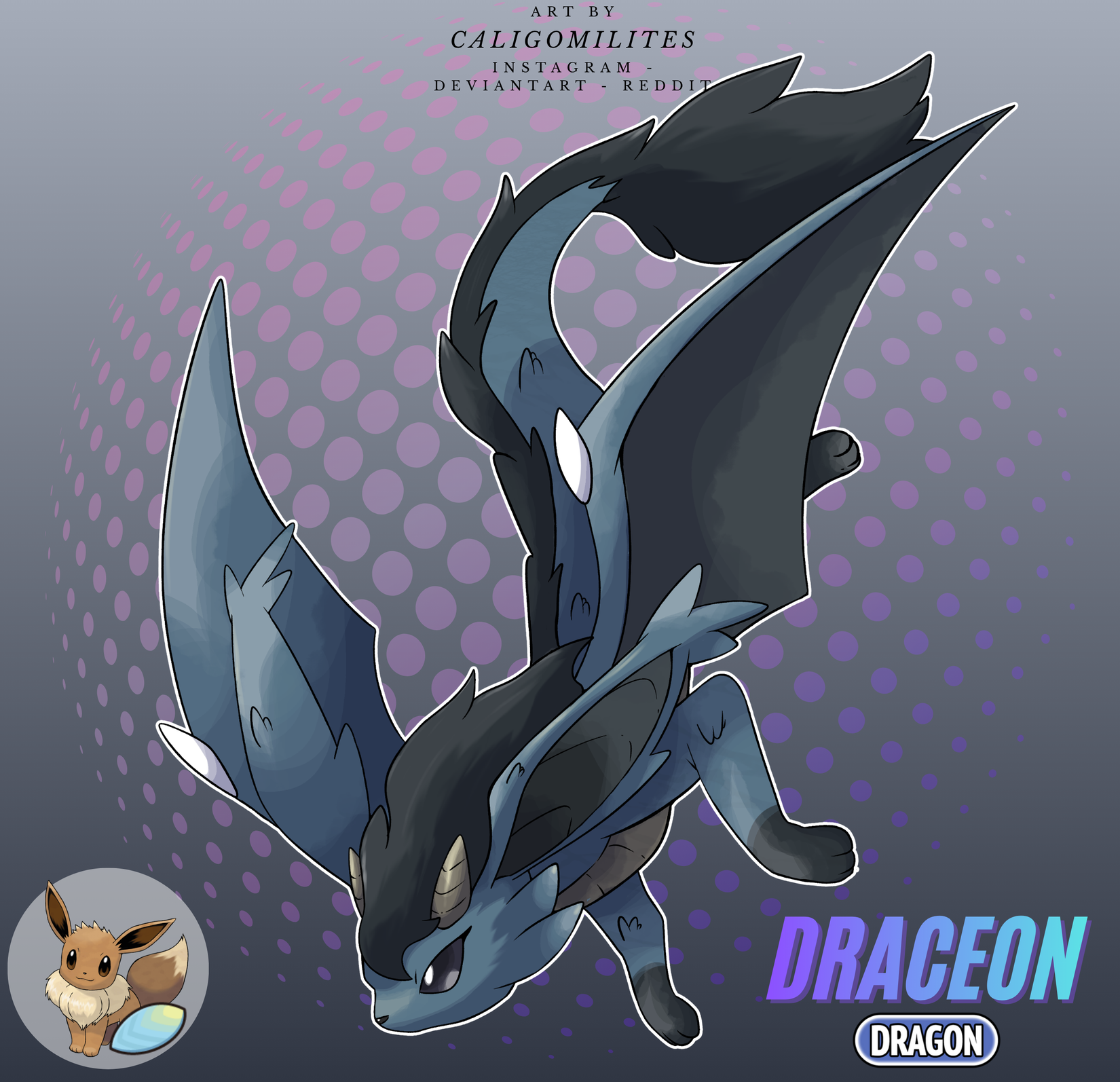 Image shows Draceon - Dragon Type Eeveelution
