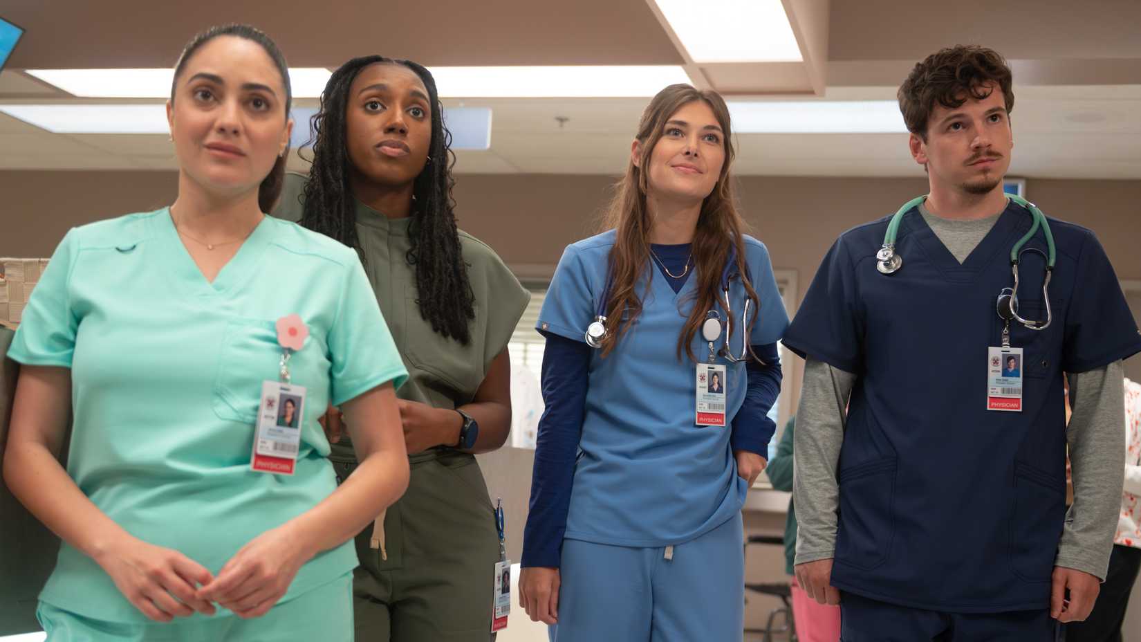 Amara, Dashana, Sam, and Asher in season 2 of the Scrubs reboot.