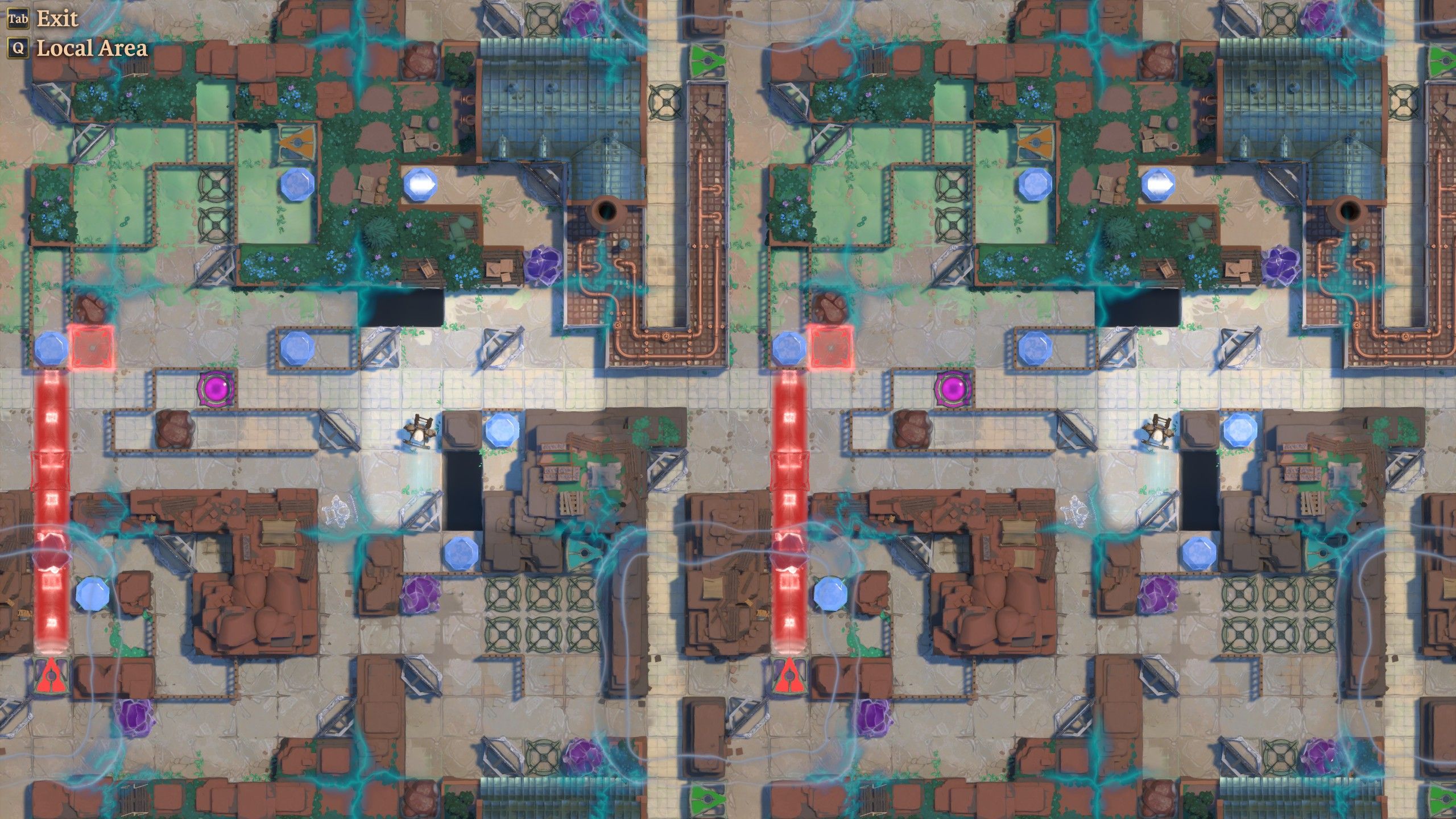 An expanded zoomed out view of a multi-room puzzle starring The Caver in Order of the Sinking Star