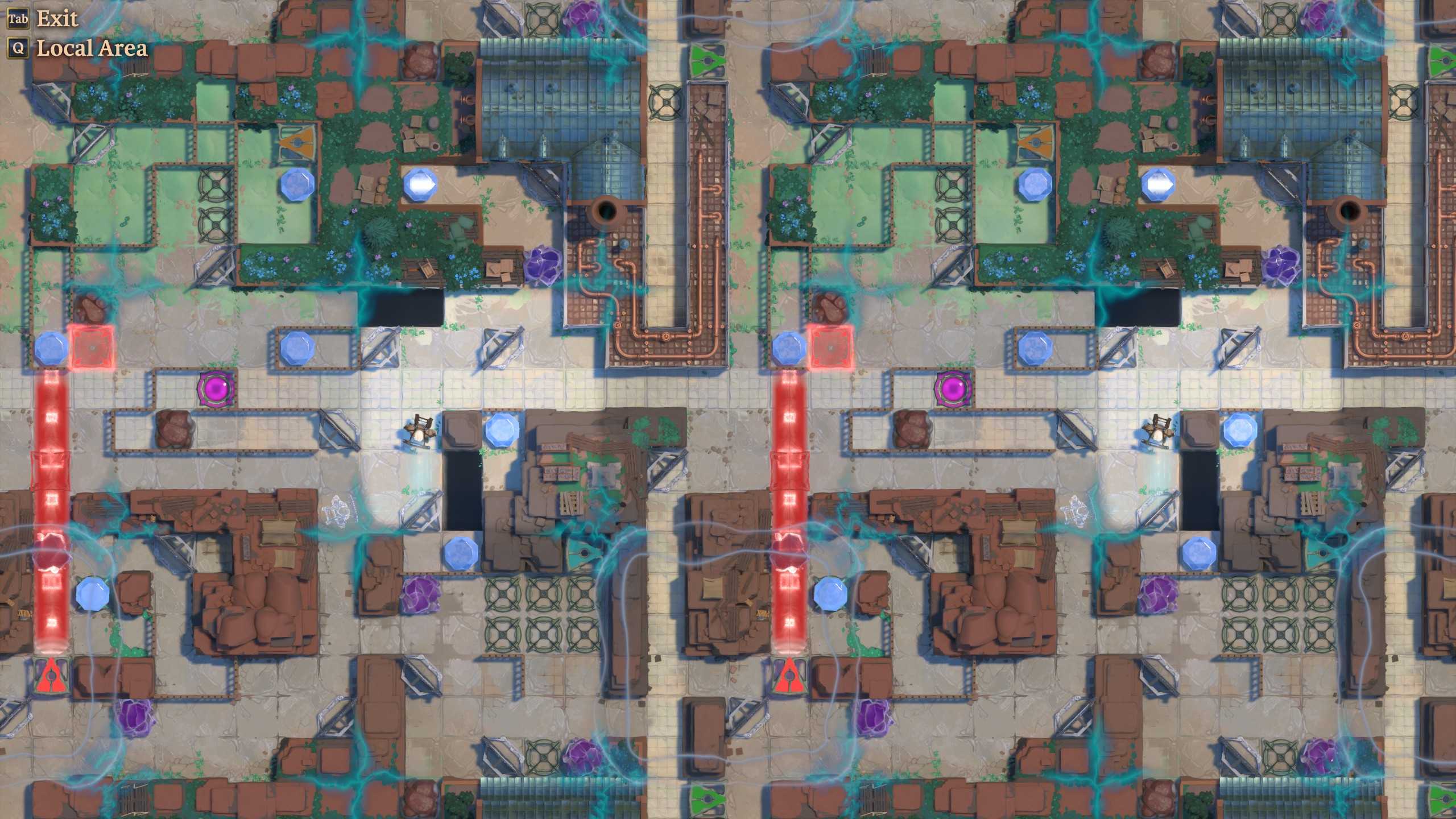 An expanded zoomed out view of a multi-room puzzle starring The Caver in Order of the Sinking Star
