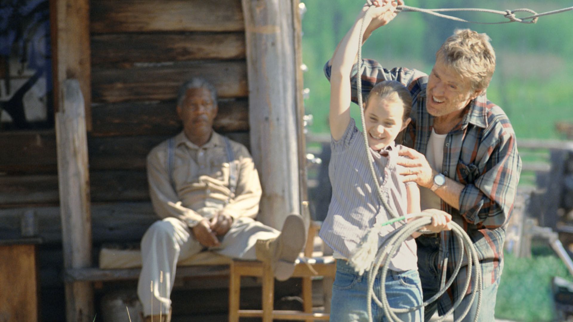 An Unfinished Life's Morgan Freeman as Mitch Bradley, Robert Redford as Einar Gilkyson and Becca Gardner as Griff Gilkyson