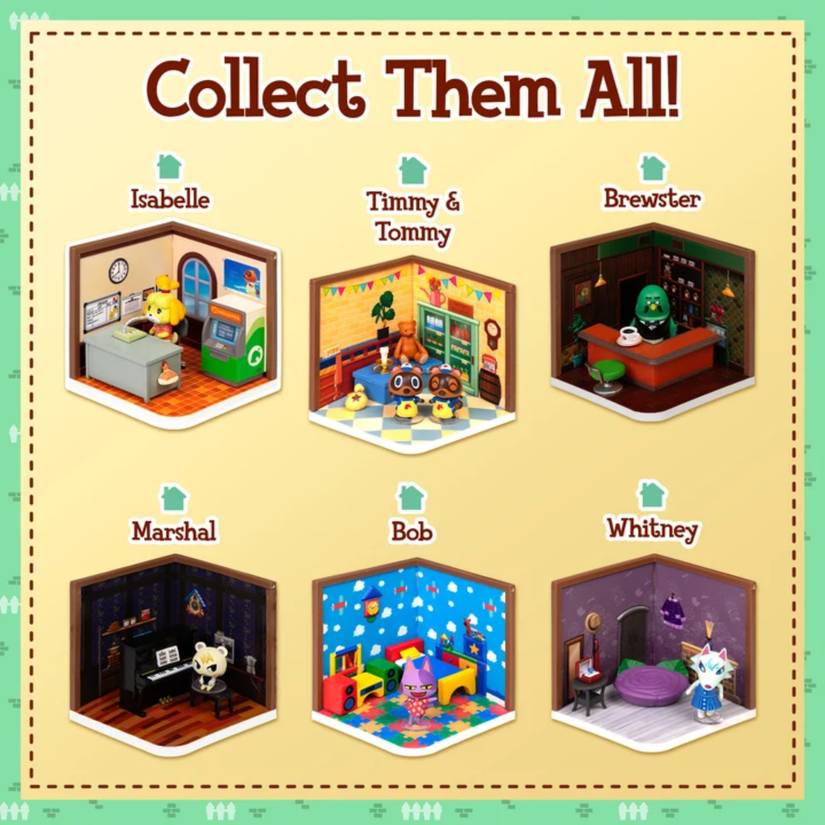 All six miniatures from Animal Crossing Happy Room set 1.
