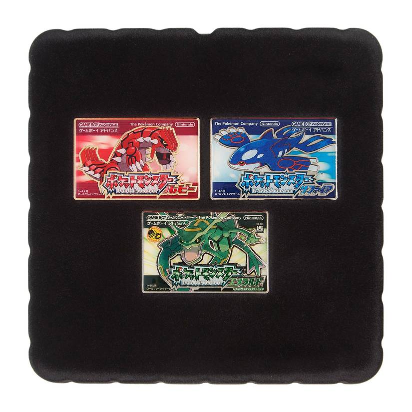 Image shows the Package Pins: Pokémon Ruby, Sapphire, and Emerald