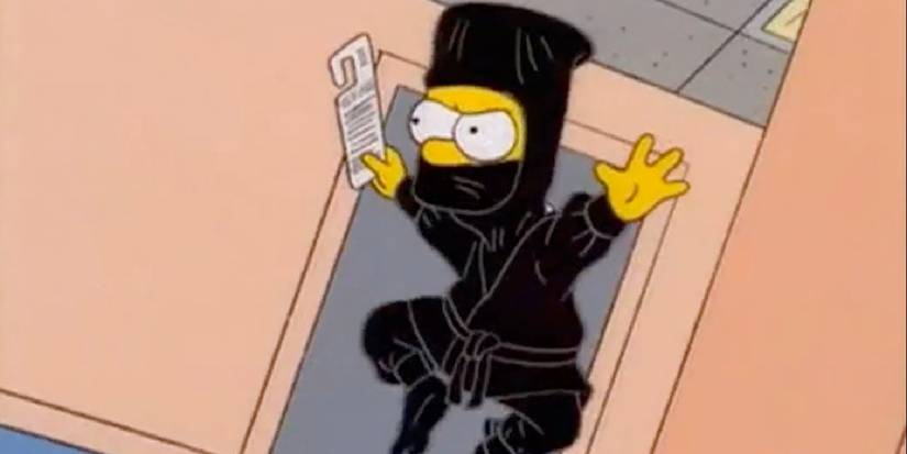 Bart leaps in the air like The Matrix while delivering menus in The Simpsons
