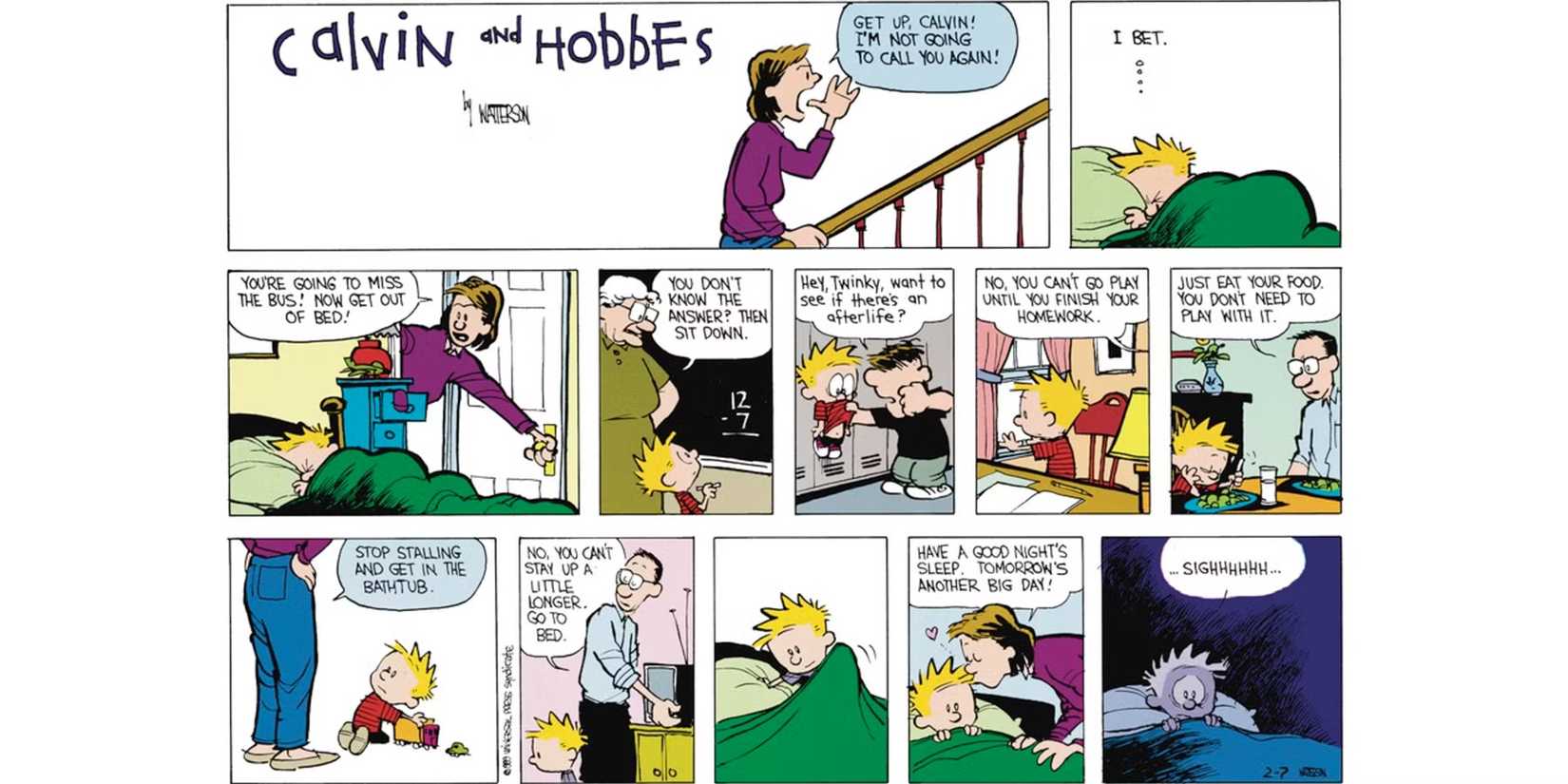 Calvin gets a taste of adult life without Hobbes