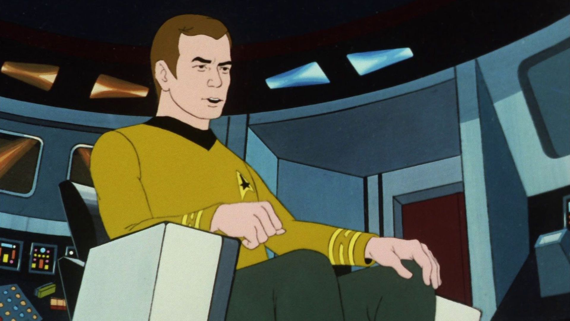 Captain Kirk animated in chair