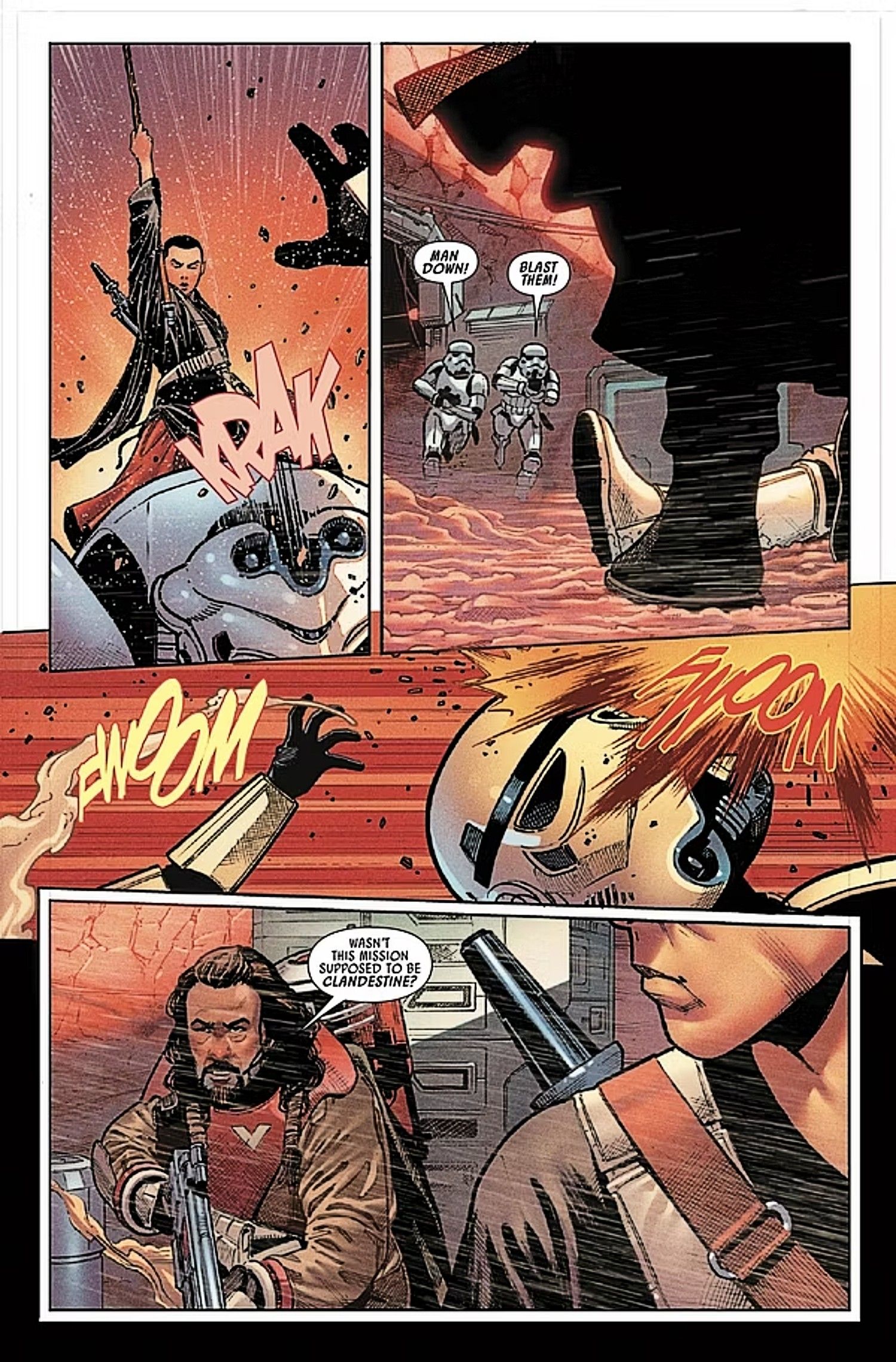 Chirrut and Baze #1, Baze opens fire on approaching stormtroopers