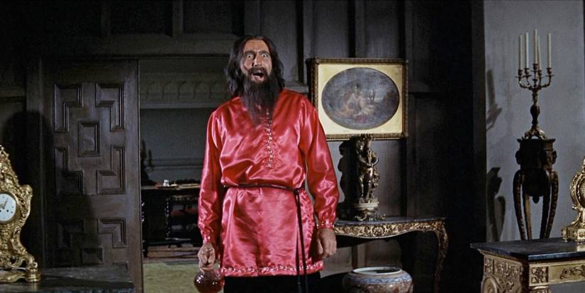 Christopher Lee as Rasputin looking unhinged in Rasputin the Mad Monk