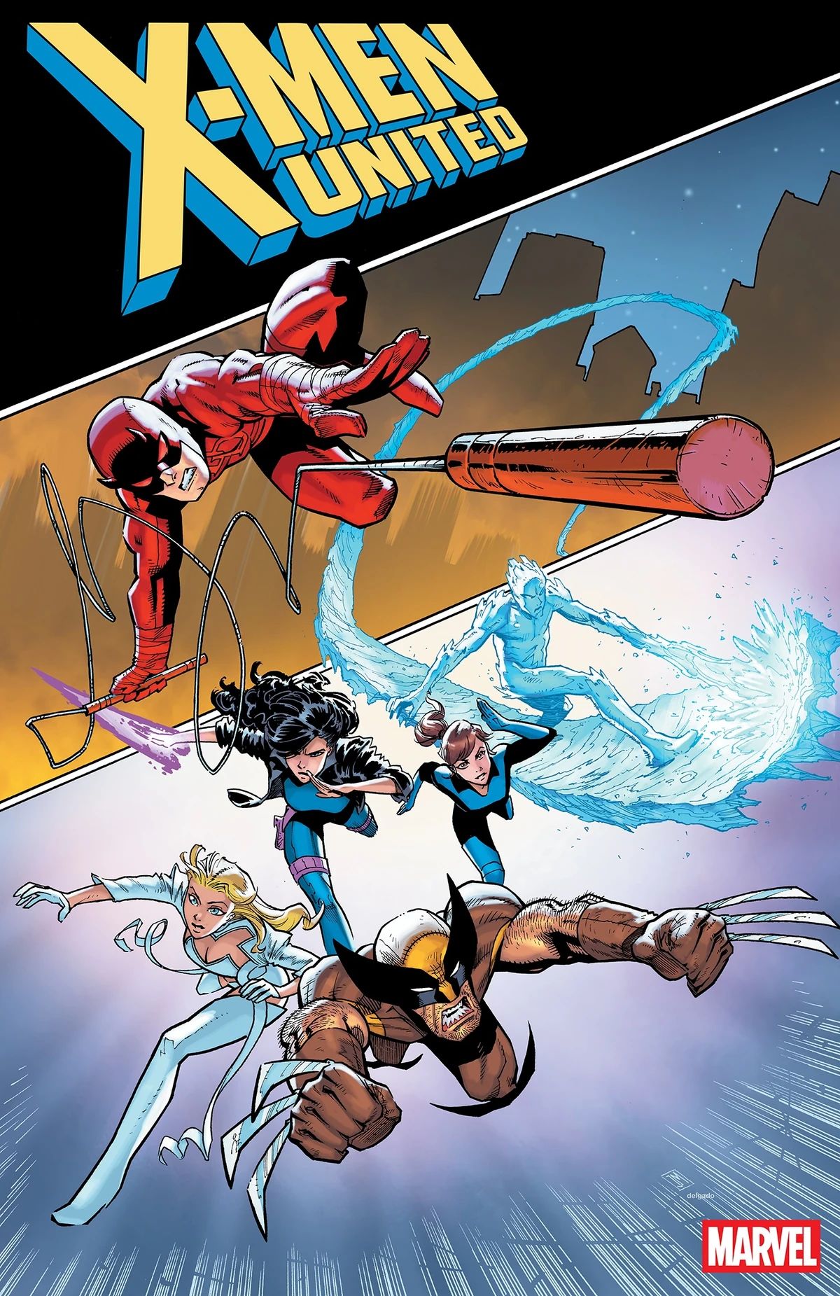 Daredevil throws a baton above the X-Men United