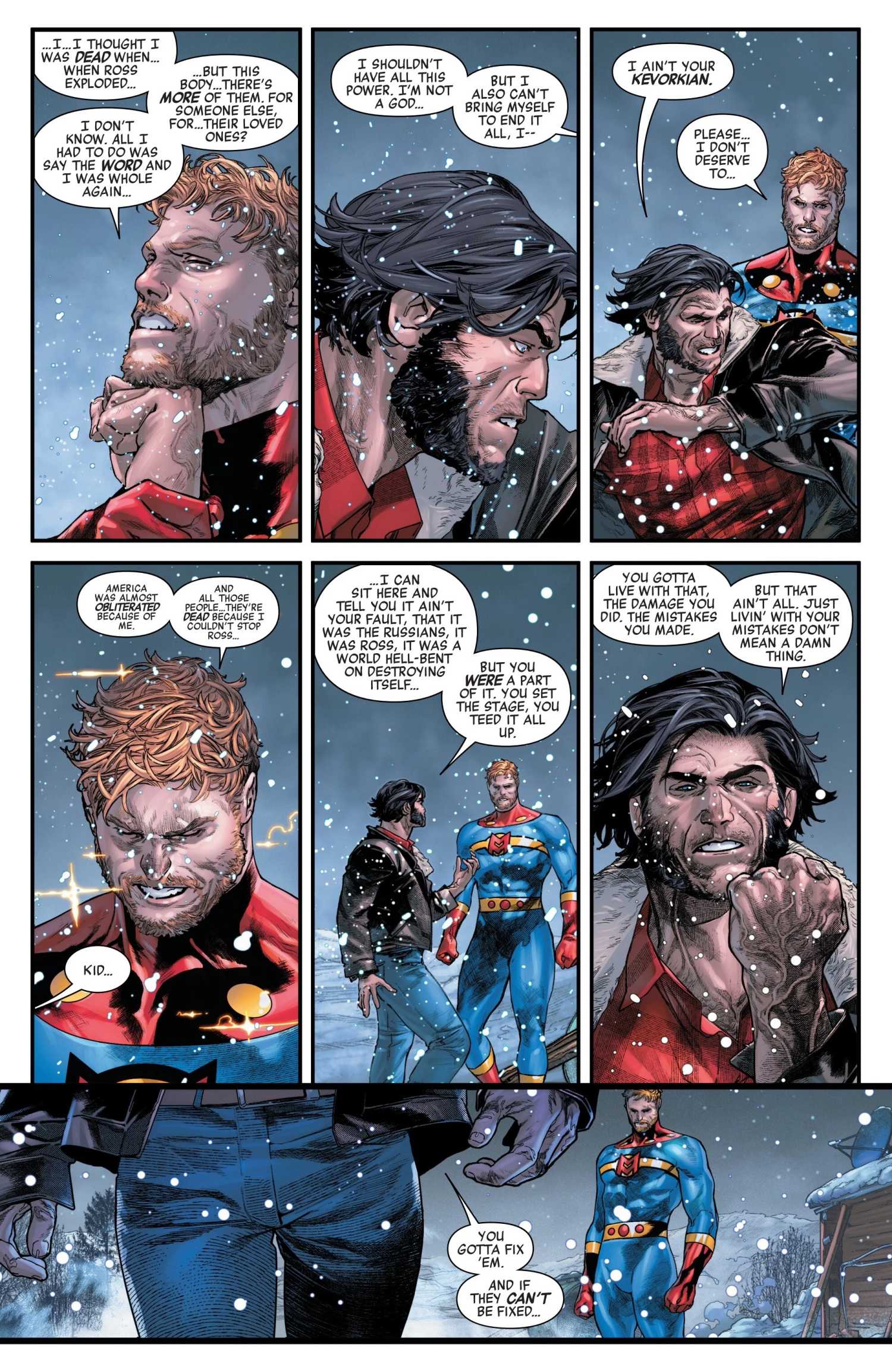 David Colton aka Miarcleman asks Wolverine to end him in Avengers Armageddon #5