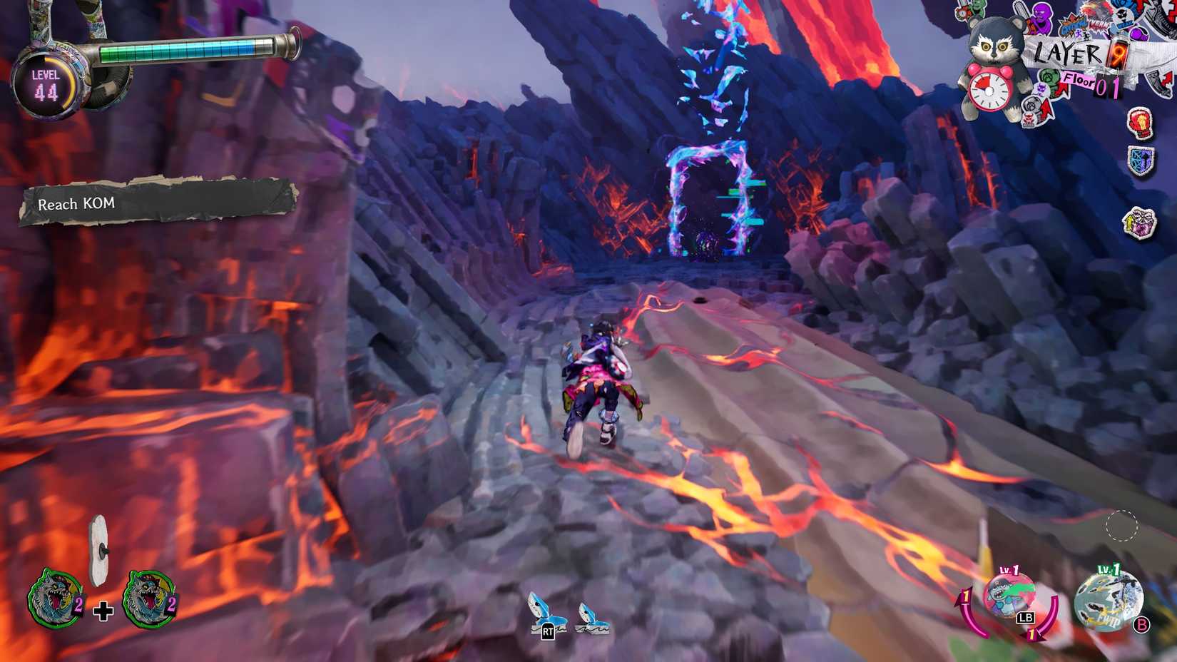 Davy runs through a molten area of hell in Stupid Never Dies