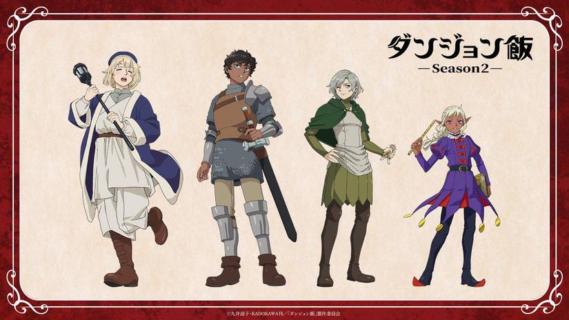 Delicious In Dungeon's art of Falin, Kabru, Mithrun, And Thistle