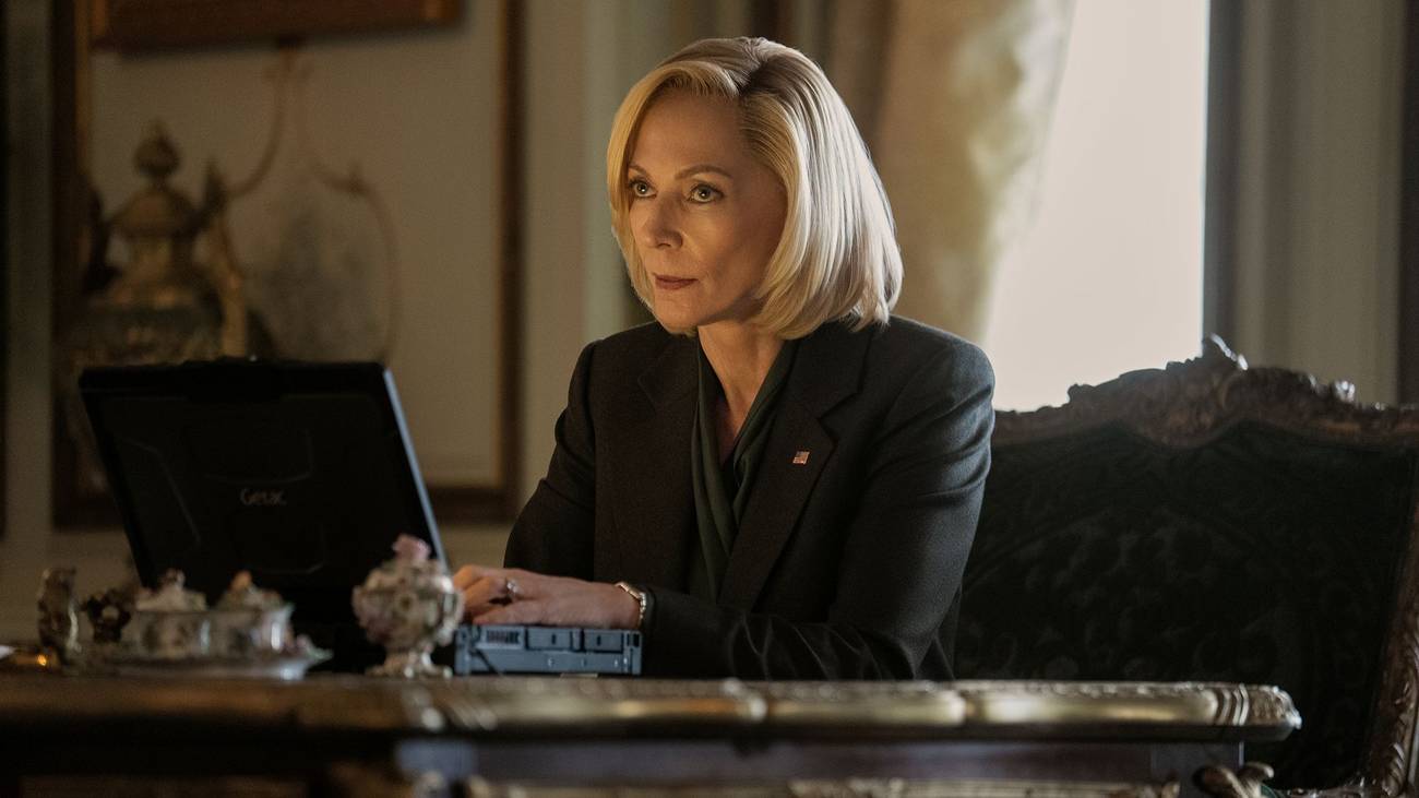 President Penn sitting at her desk in The Diplomat