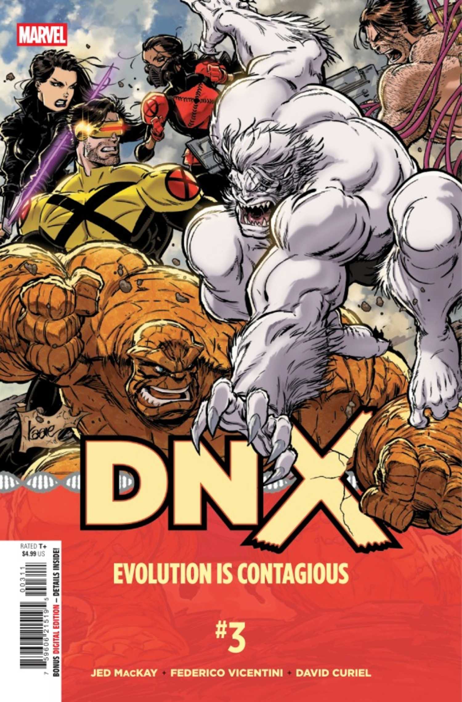 DNX #3 cover, featuring the X-Men, Fantastic Four, and 3K in battle