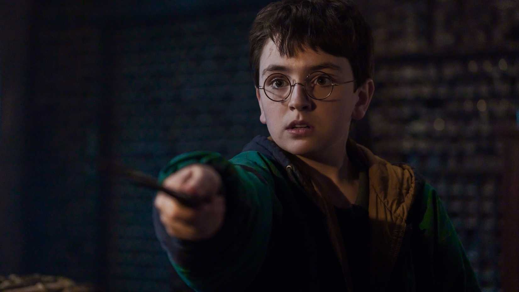 Dominic McLaughlin wields a magic wand in HBO's Harry Potter series.