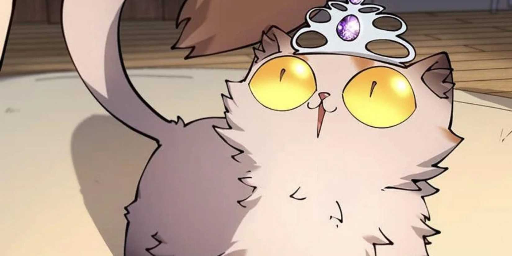 Donut smiling in her tiara in the Dungeon Crawler Carl webtoon