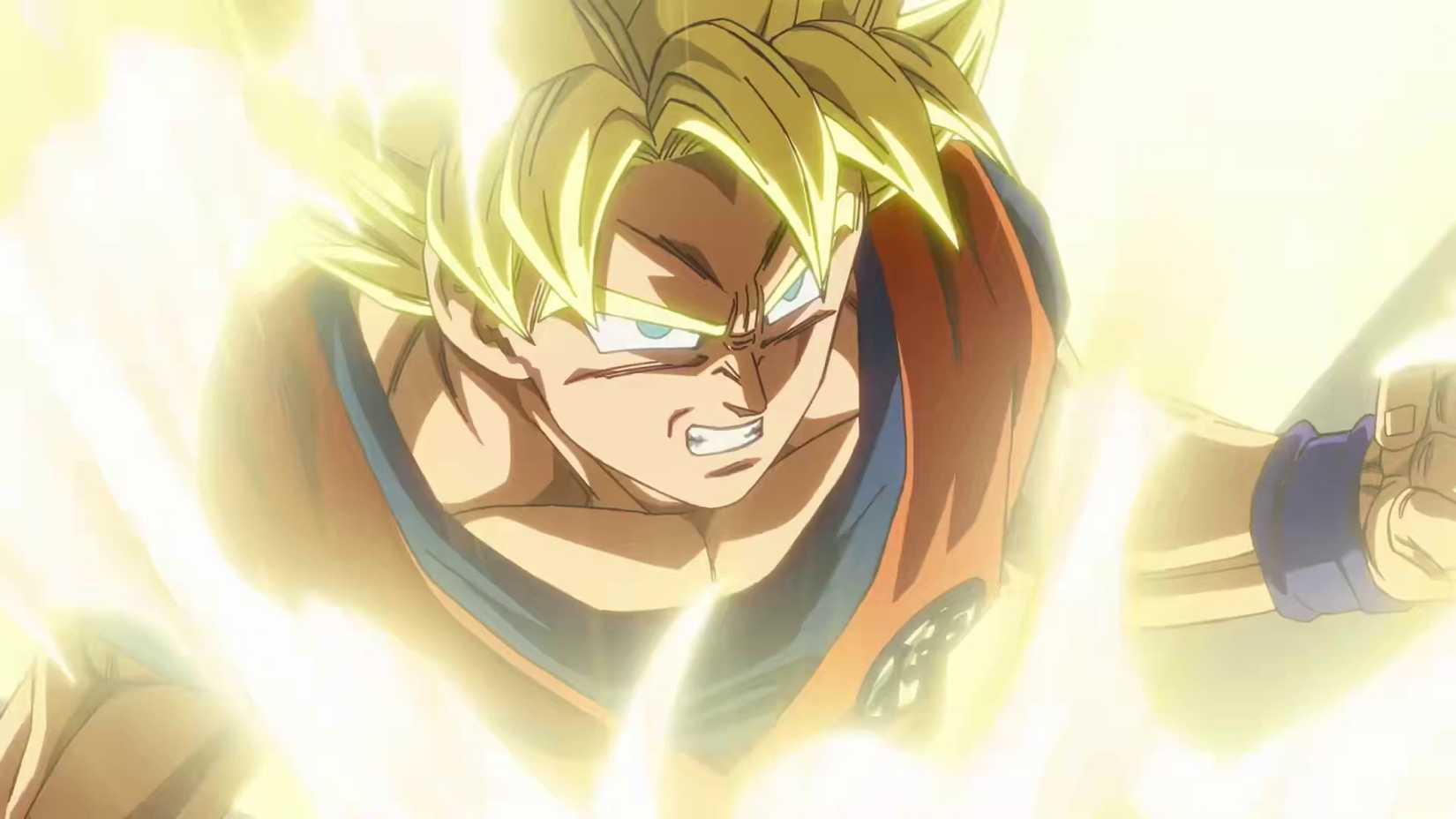 Dragon Ball Super Beerus Featuring Goku Transforming Into Super Saiyan Form