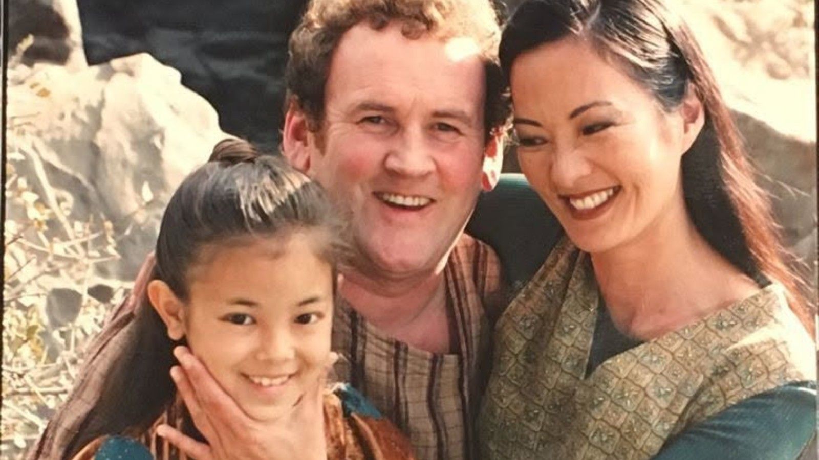 A happy moment of the O'Brien family together. Molly, Miles, and Kieko O'Brien from Star Trek: Deep Space NIne.