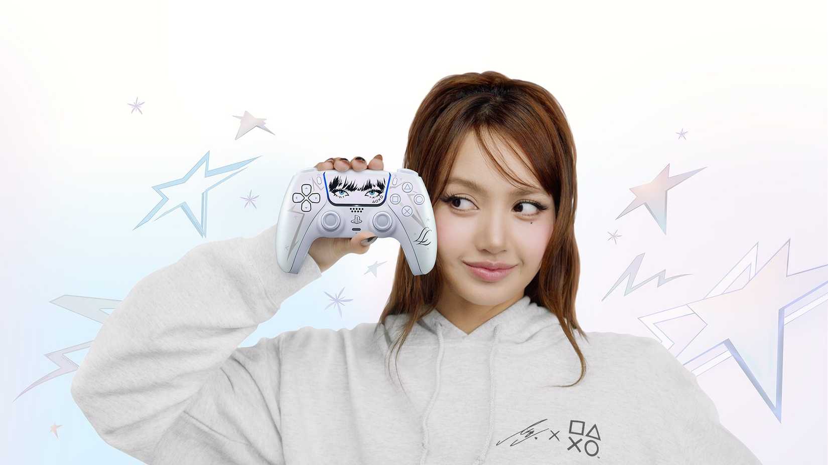 Blackpink's LISA holding a PlayStation controller collaboration
