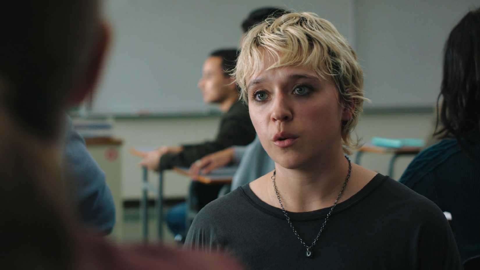 Emaline talks to Carrie in a classroom in Prime Video's Carrie