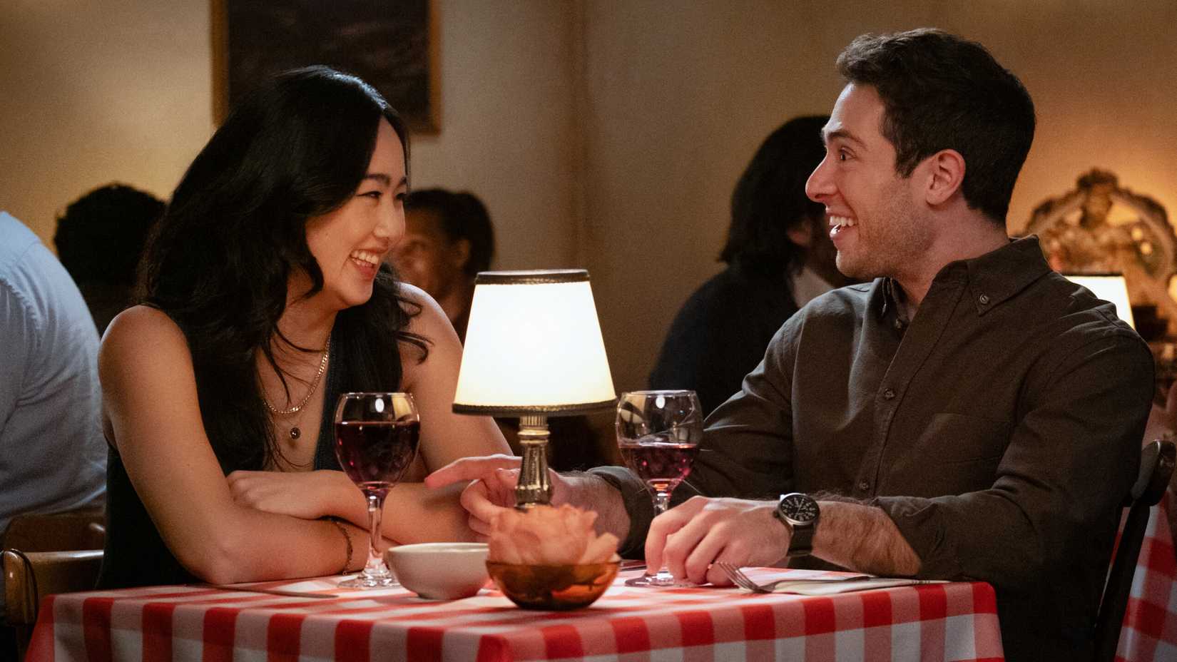 Max (Jaren Lewison) and Emma (Helen J. Shen) on a date in Eternally Yours season 1, episode 1.