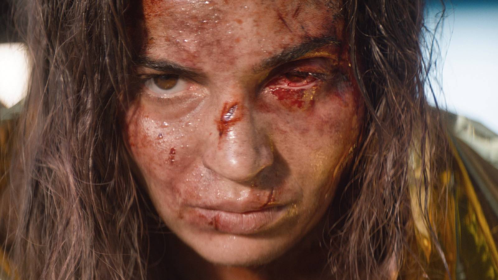 Souheila Yacoub staring straight ahead in Evil Dead Burn