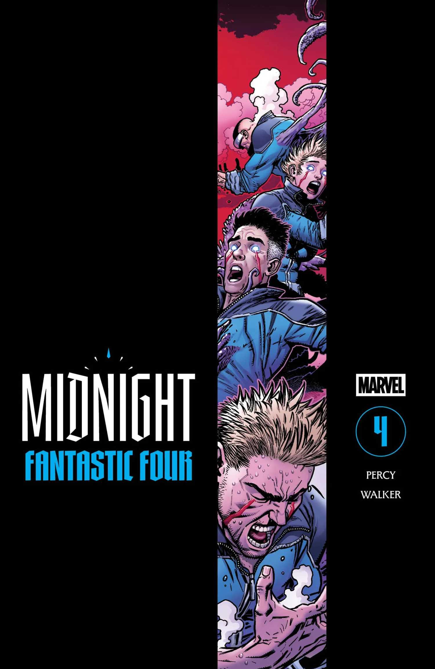 fantastic four midnight 4 cover, showing the team screaming