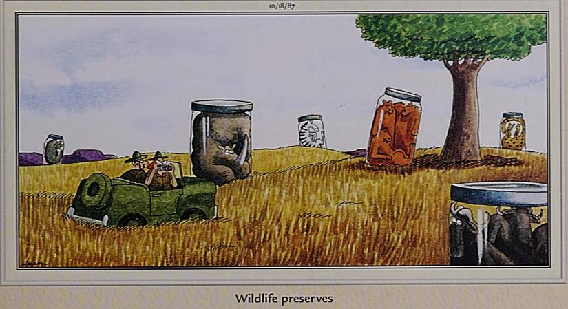 Far Side, October 18 1987, wildlife preserves