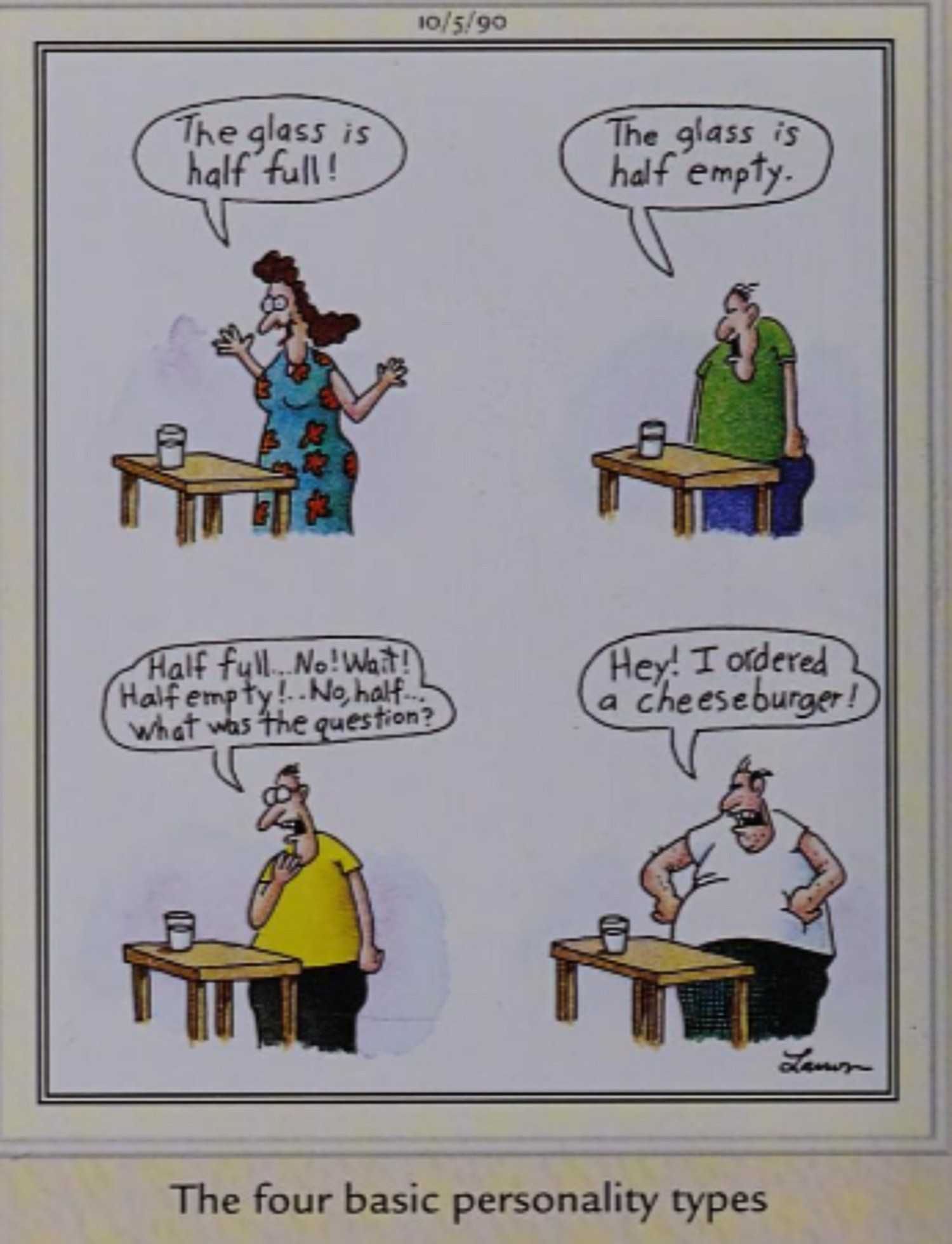 Far Side October 5 1990, four basic personality types