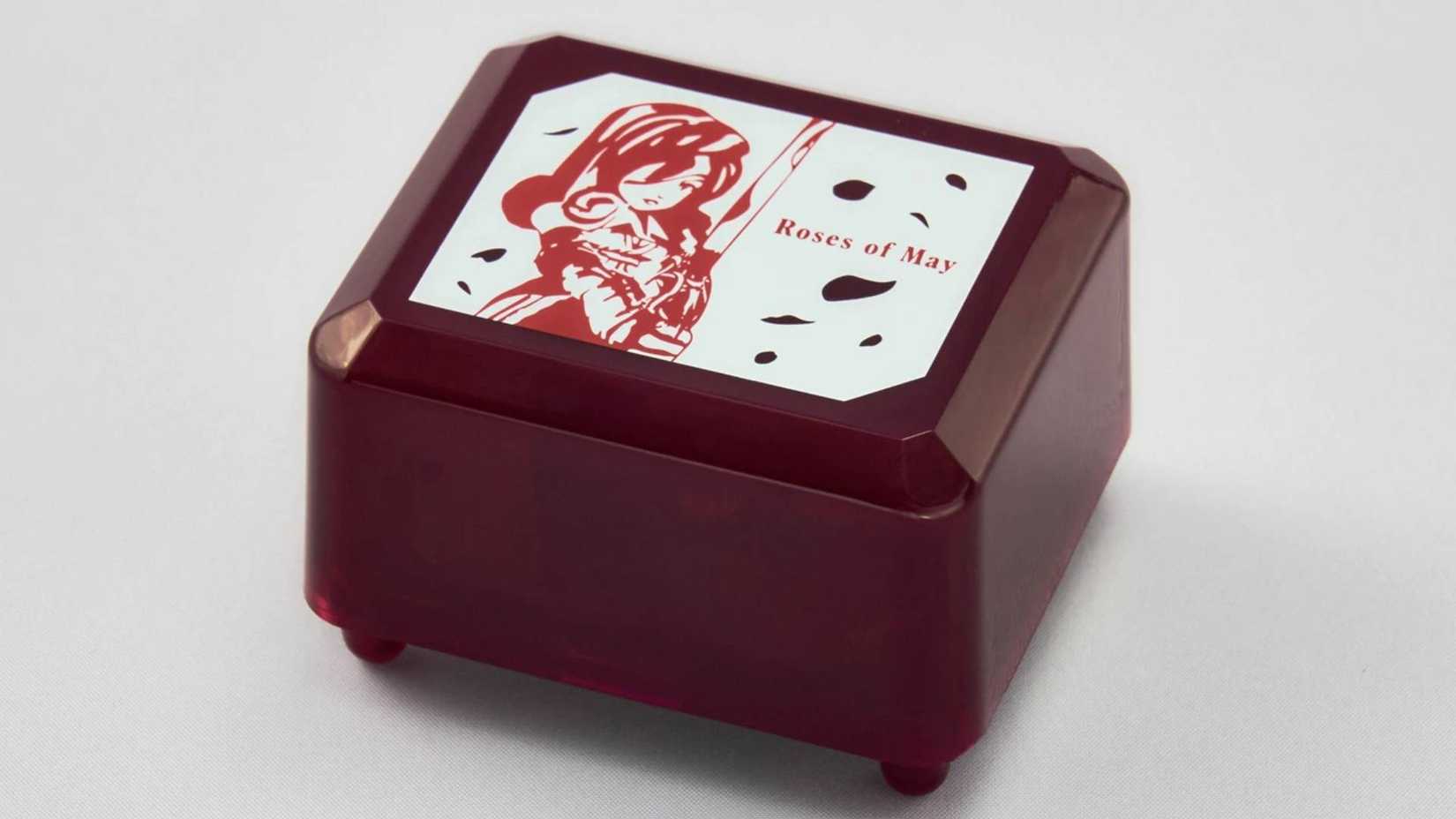The Final Fantasy 9 Roses of May music box with Beatrix on the front.