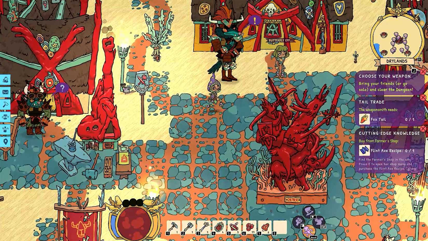 A character runs thorugh a busy town square in Good Heavens!