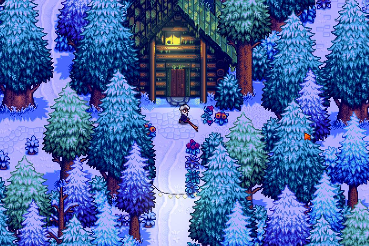ConcernedApe working on the Haunted Chocolatier update in his studio